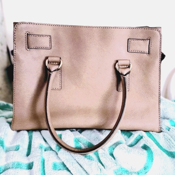 ♡AUTHENTIC ♡MICHAEL Kors Hamilton ♡Khaki ♡Saffiano Leather ♡Gold-Tone Lock Charm - Picture 2 of 11